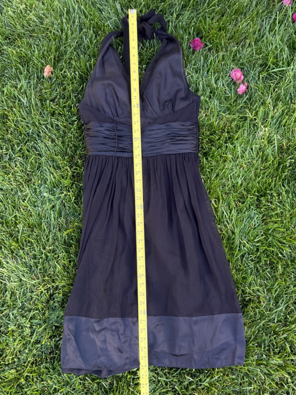 Maggy London 100% Silk Black Halter Neck Midi Dress - Picture 9 of 11